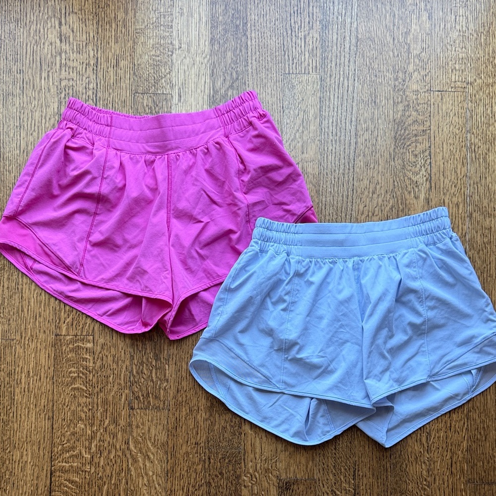 Lululemon Hotty Hot 2.5” Size 6 Women's Pink and Light Blue Shorts (2 pair)